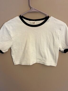 RARE/VINTAGE Y2K Cropped Ringer Tee with Black Trim
